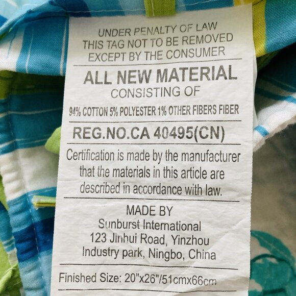 VTG Standard Shams 2 Bed Pillow Cases Beachy Cottage Blue Green Stripe Floral - Picture 5 of 5